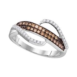 0.33 CTW Cognac-brown Color Diamond Ring 10KT White Gold - REF-24X2Y