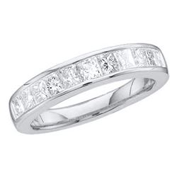 0.50 CTW Princess Channel-set Diamond Single Row Ring 14KT White Gold - REF-44H9M