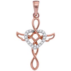0.06 CTW Diamond Heart Cross Pendant 10KT Rose Gold - REF-8M9H