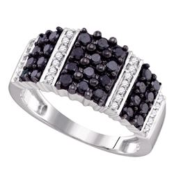 0.95 CTW Black Color Diamond Ring 10KT White Gold - REF-44F9N