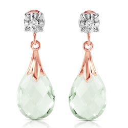 Genuine 6.06 ctw Green Amethyst & Diamond Earrings Jewelry 14KT Rose Gold - REF-37P4H