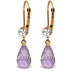 Genuine 4.53 ctw Amethyst & Diamond Earrings Jewelry 14KT Rose Gold - REF-29Z3N