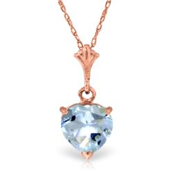 Genuine 1.15 ctw Aquamarine Necklace Jewelry 14KT Rose Gold - REF-22A8K