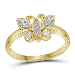 0.10 CTW Diamond Butterfly Bug Fashion Ring 10KT Yellow Gold - REF-19W4K