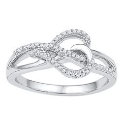 0.16 CTW Diamond Heart Infinity Ring 10KT White Gold - REF-20X9Y