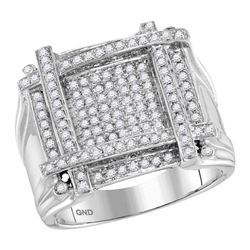 0.85 CTW Mens Diamond Square Cluster Ring 10KT White Gold - REF-104N9F