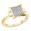 Image 1 : 0.10 CTW Diamond Square Cluster Ring 10KT Yellow Gold - REF-14F9N