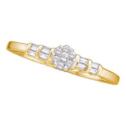 0.15 CTW Diamond Cluster Bridal Engagement Ring 14KT Yellow Gold - REF-25H4M