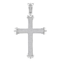 1.65 CTW Mens Diamond Roman Cross Charm Pendant 10KT White Gold - REF-165W2K