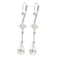Genuine 3.75 ctw Aquamarine Earrings Jewelry 14KT White Gold - REF-47T6A