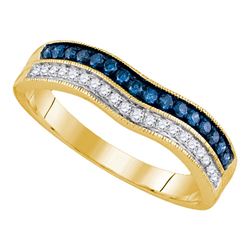 0.25 CTW Blue Color Diamond Ring 14KT Yellow Gold - REF-34F4N