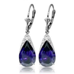 Genuine 9.3 ctw Sapphire Earrings Jewelry 14KT White Gold - REF-87Z3N