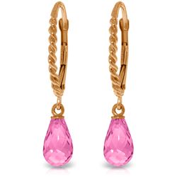 Genuine 3 ctw Pink Topaz Earrings Jewelry 14KT Rose Gold - REF-24W3Y