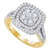 Image 1 : 1 CTW Princess Diamond Cluster Bridal Engagement Ring 14KT Yellow Gold - REF-119Y9X