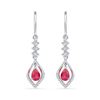 Image 1 : 0.61 CTW Pear Created Ruby Diamond Dangle Earrings 10KT White Gold - REF-18W2K