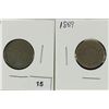 Image 1 : 1867 & 1869 SHIELD NICKELS