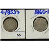 Image 1 : 1853 WITH ARROWS AND 1860 SEATED LIBERTY DIMES
