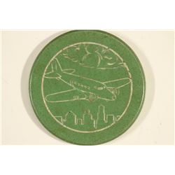 VINTAGE POKER CHIP GREEN / WHITE ENGRAVED