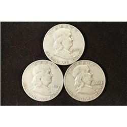 1952-D,52-D & 54-D FRANKLIN HALF DOLLARS