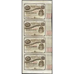Uncut Sheet of (4) State of Louisiana Baby Bond Obsolete Notes