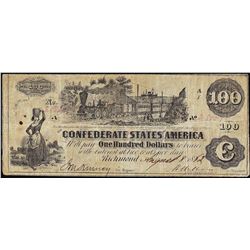1862 $100 Confederate States of America Note