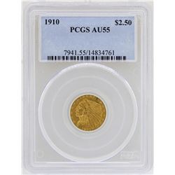 1910 $2 1/2 Indian Head Quarter Eagle Gold Coin PCGS AU55