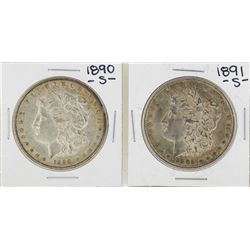 Lot of 1890-S & 1891-S $1 Morgan Silver Dollar Coins