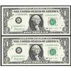 Image 1 : Lot of (2) Consecutive 1963B $1 Federal Reserve BARR STAR Notes