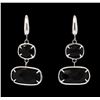 Image 1 : 14KT White Gold Ladies Faceted Black Gemstone Dangle Earrings