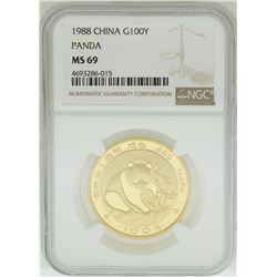1988 China 100 Yuan Panda Gold Coin NGC MS69
