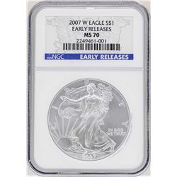 2007-W $1 American Silver Eagle Coin NGC MS70 Early Releases