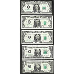 District Set of 1963B $1 Federal Reserve BARR Uncirculated Notes