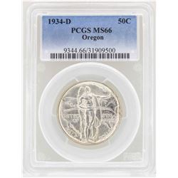 1934-D Oregon Commemorative Half Dollar Coin PCGS MS66