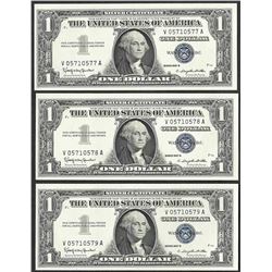 Lot of (3) Consecutive 1957B $1 Silver Certificate Notes