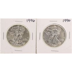 Lot of (2) 1996 $1 American Silver Eagle Coins