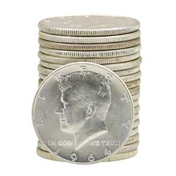 Roll of (20) 1964 Brilliant Uncirculated Kennedy Half Dollars