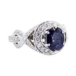 14KT White Gold 4.10 ctw Sapphire and Diamond Ring