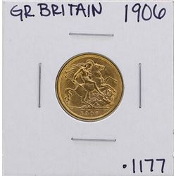 1906 Great Britain Edward VII 1/2 Sovereign Gold Coin