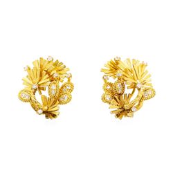Silver and 18KT Yellow Gold 0.80 ctw Diamond Earrings