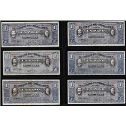 Lot of (6) 1915 1 Peso Mexico Revolutionary State of Chihuahua Notes