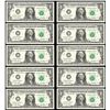 Image 1 : Lot of (10) Consecutive 2001 $1 Federal Reserve STAR Notes