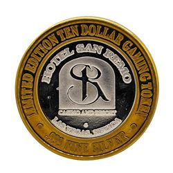 .999 Silver Hotel San Remo Las Vegas, Nevada $10 Casino Limited Edition Gaming T