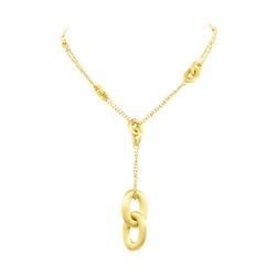 18KT Yellow Gold Satin Finish Oval Link Necklace