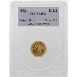 1902 $2 1/2 Liberty Head Quarter Eagle Gold Coin PCGS MS63