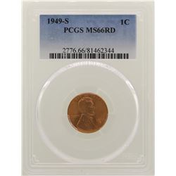 1949-S Lincoln Wheat Cent Coin PCGS MS66RD