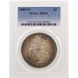 1885-O $1 Morgan Silver Dollar Coin PCGS MS63 Nice Toning