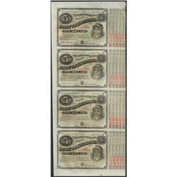 Uncut Sheet of (4) State of Louisiana Baby Bond Obsolete Notes