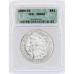 1884-CC $1 Morgan Silver Dollar Coin ICG MS62