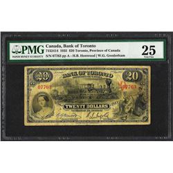 1935 $20 Bank of Toronto, Canada Note PMG Very Fine 25