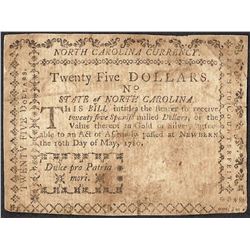 May 10, 1780 $25 North Carolina Colonial Currency Note